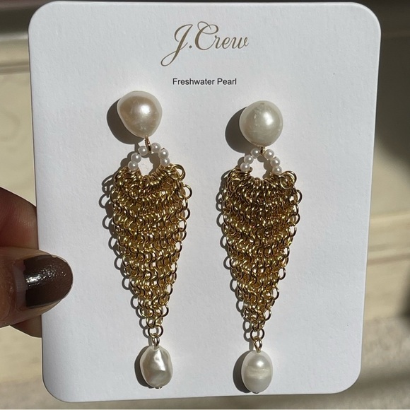 J.Crew Chain mesh and freshwater pearl earrings - Picture 7 of 7